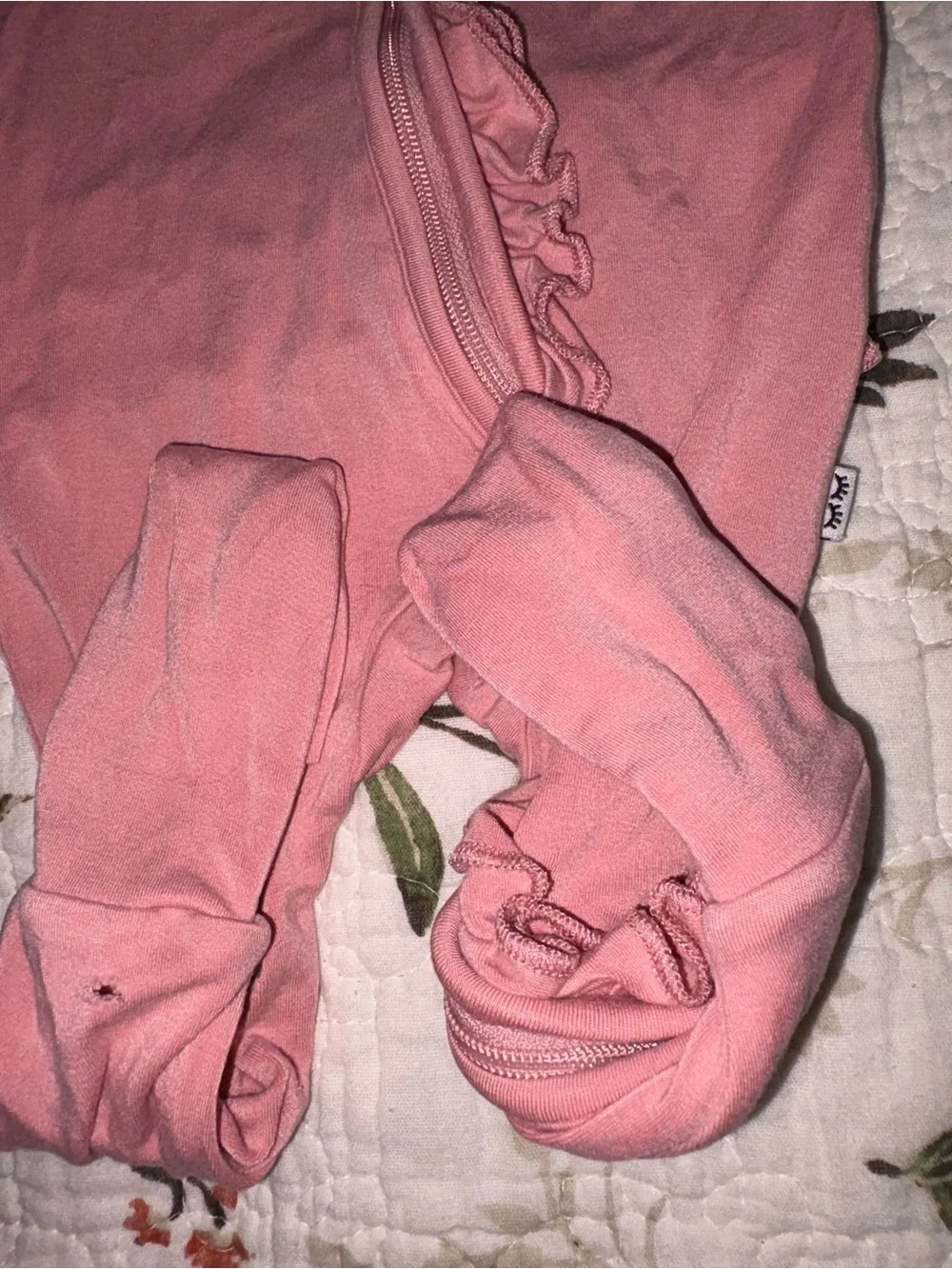 Little Sleepies Pink Rose Ruffle Bamboo Footie Pajamas Baby Girl 0-3 months